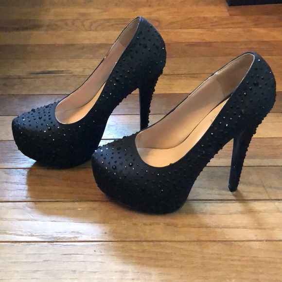 coloriffics Shoes - Black sparkle high heels